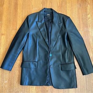 Zara Faux Leather Blazer